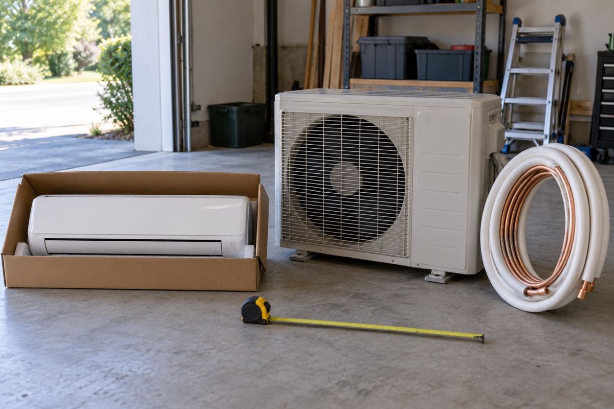 Indoor unit, outdoor unit and copper pipe laid out for a split system